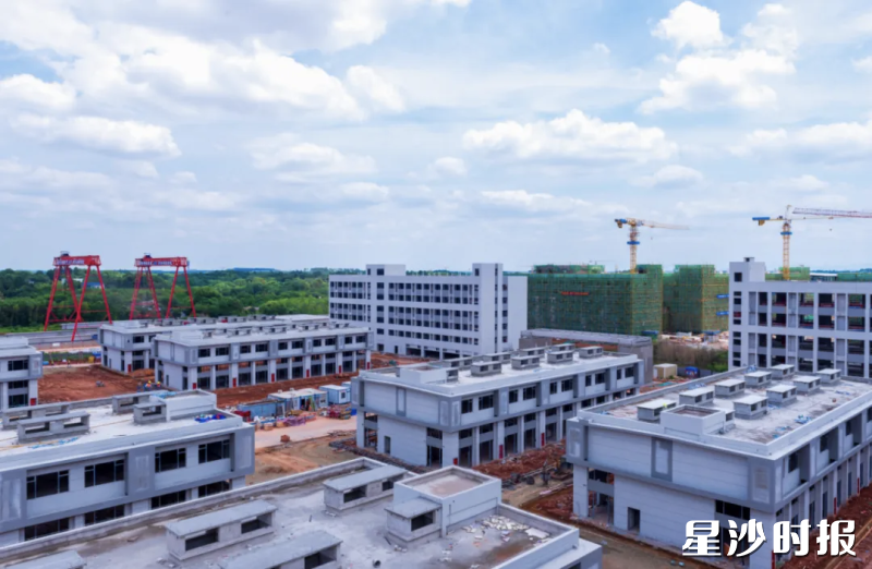 项目建设现场，一幢幢白色建筑拔地而起，园区雏形已现。均为刘思源 摄