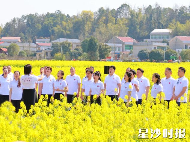 图为星沙合唱团在花海演唱。除署名外均为曾诗怡摄