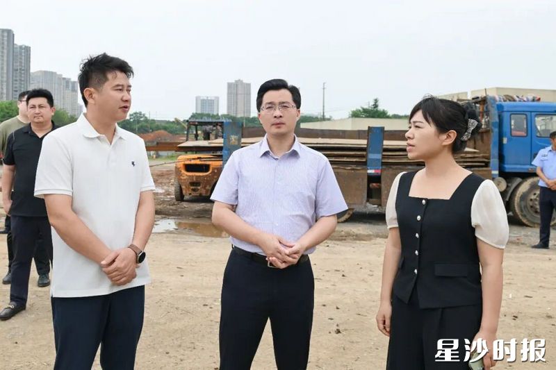 蒋红波在黄兴大道以西、机场高速以北经开区储备用地现场督导生态环境问题。